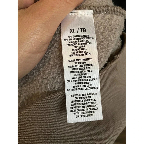 Mens Aeropostale Long Sleeve XL 3/4 Zip Warm Athletic Brown Logo With Pockets - Picture 3 of 10